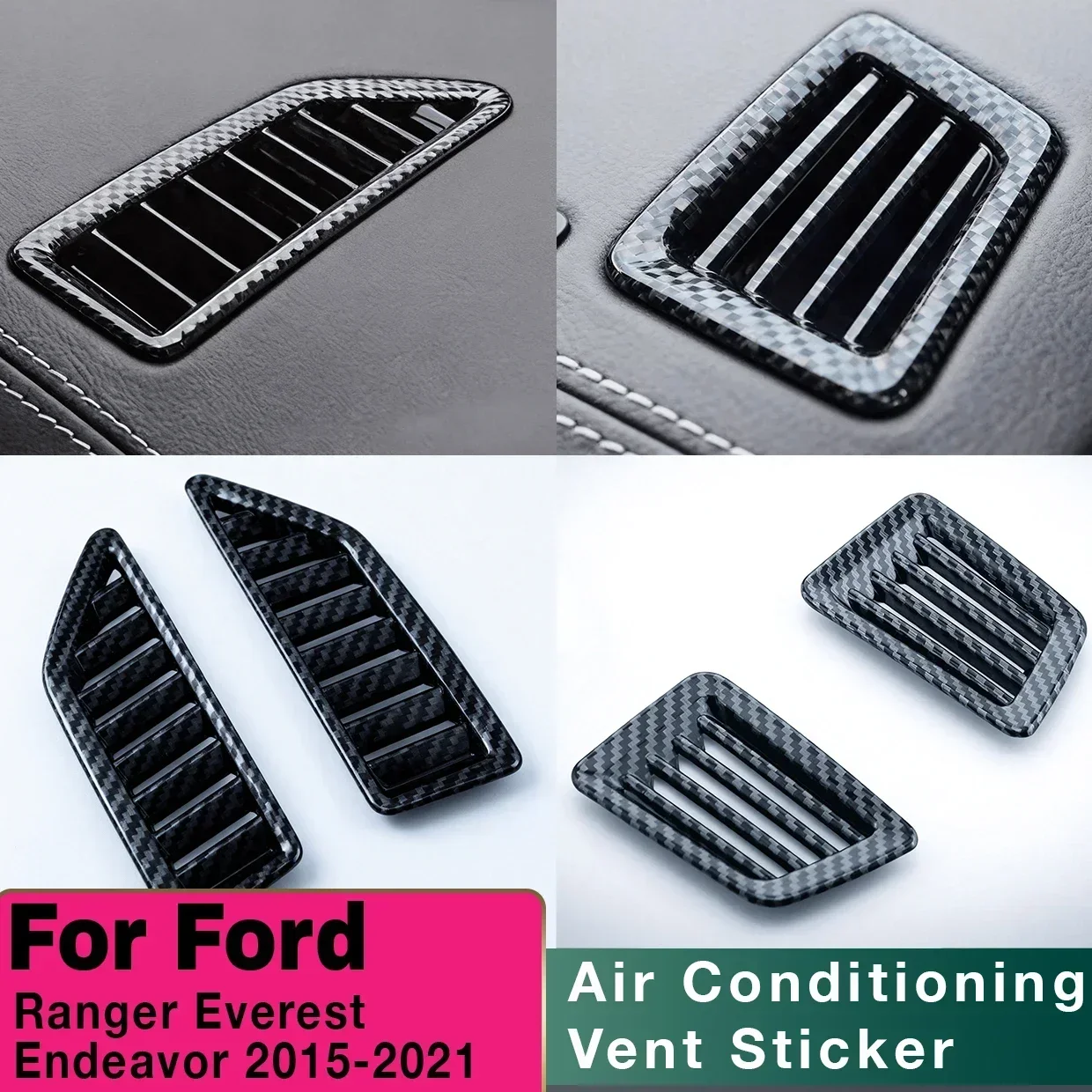 

Dashboard Air Conditioning Vent Trim Sticker For Perfect Fit Ford Ranger Everest Endeavor 2015-2021 Interior Mod Accessories