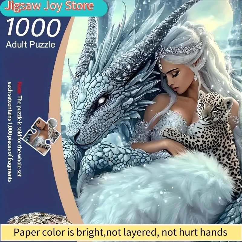Adult Puzzle Featuring a Beautiful Ice Dragon, Perfect for Home Decoration And Family Fun. Measuring 50X50Cm (19.7X19.7 Inche