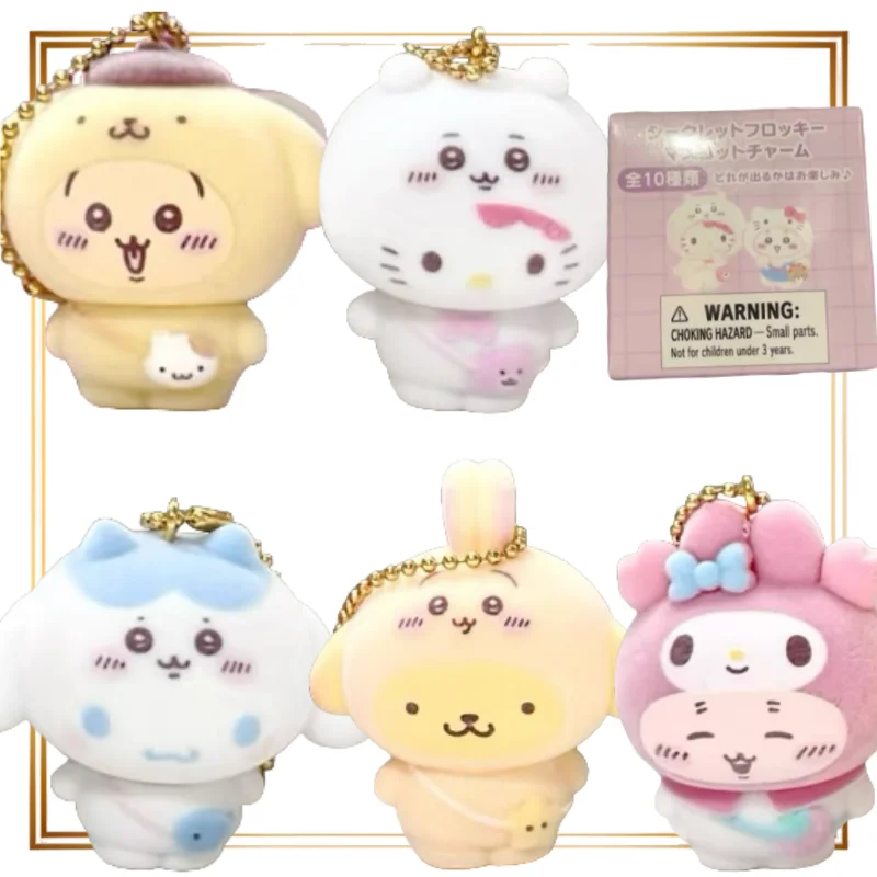 Echte Sanrio Joint Beflockte Puppe Anhänger Blind Box Anhänger Puppe Mädchen Überraschung Box Um Die Peripherie Ornament Spielzeug Umfang