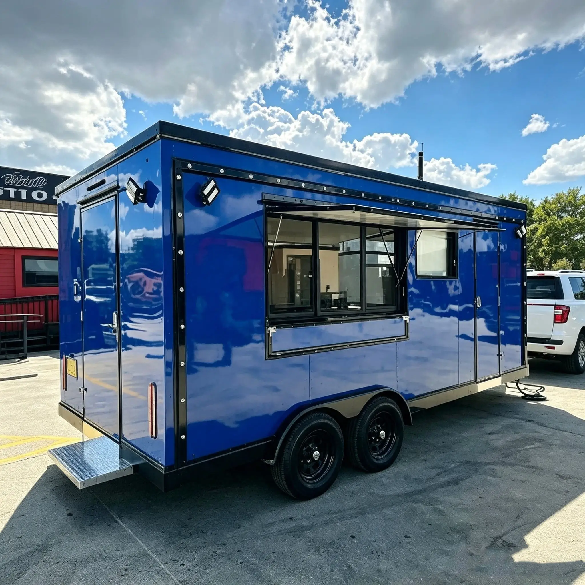 16ft Stainless Steel Fiberglass Food Trailer Snack Food Truck Hotdog Chips Burger Taco Nacho Fries Rust Resistant Festival Fair