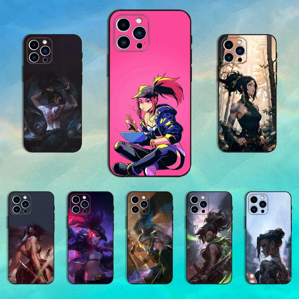 

Game L-LOL A-Akalis Phone Case For iPhone 16,15,14,13,12,11 Plus,Pro Max,XS,X,XR,SE,Mini,8,7,Soft Silicone Black Cover