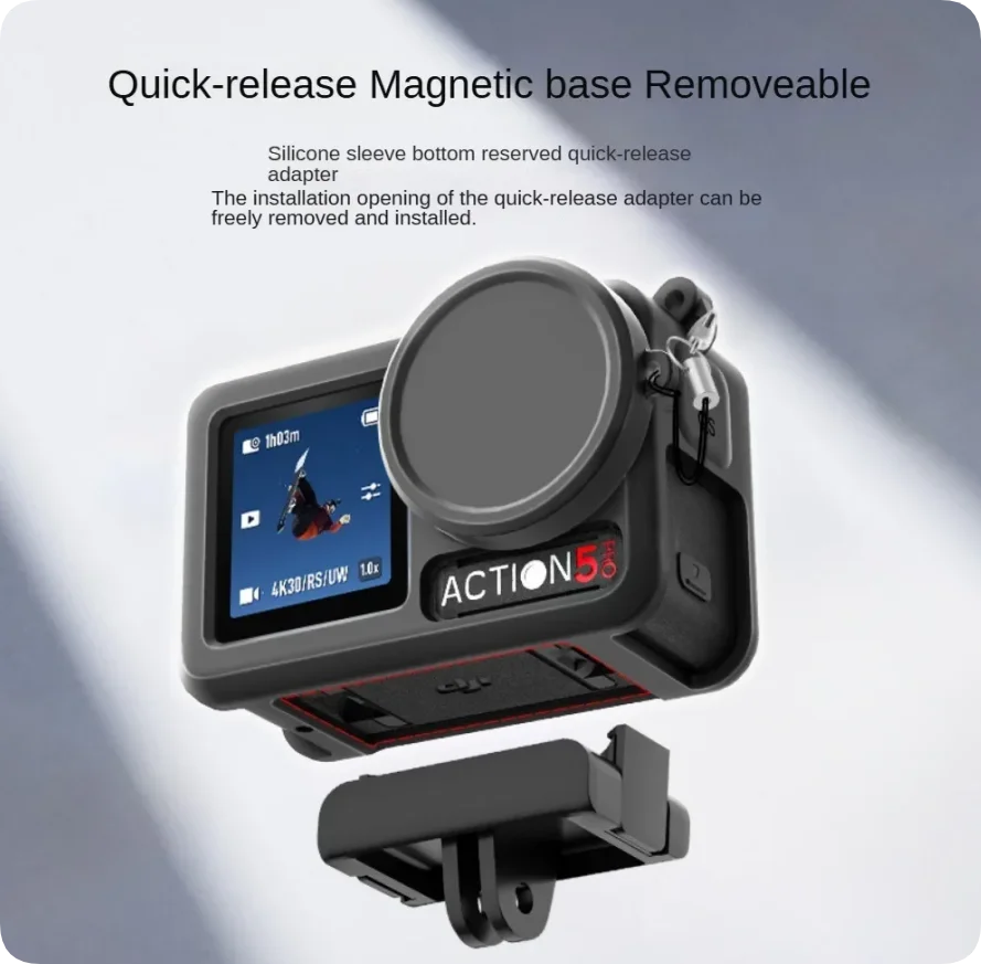 เคสซิลิโคนสำหรับ DJI Action 5 Pro อุปกรณ์เสริมแบบนิ่ม + ฝาครอบเลนส์ ยางซิลิโคนป้องกันสำหรับ DJI Osmo Action 5 Pro