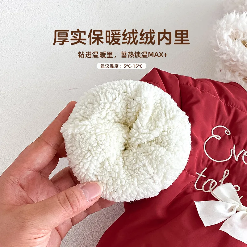 Girls' Butterfly Bow New Year's Wear 2025 New Winter Baby Chinese Style Embroidered Hooded Cotton Coat Children's Cotton Coat
