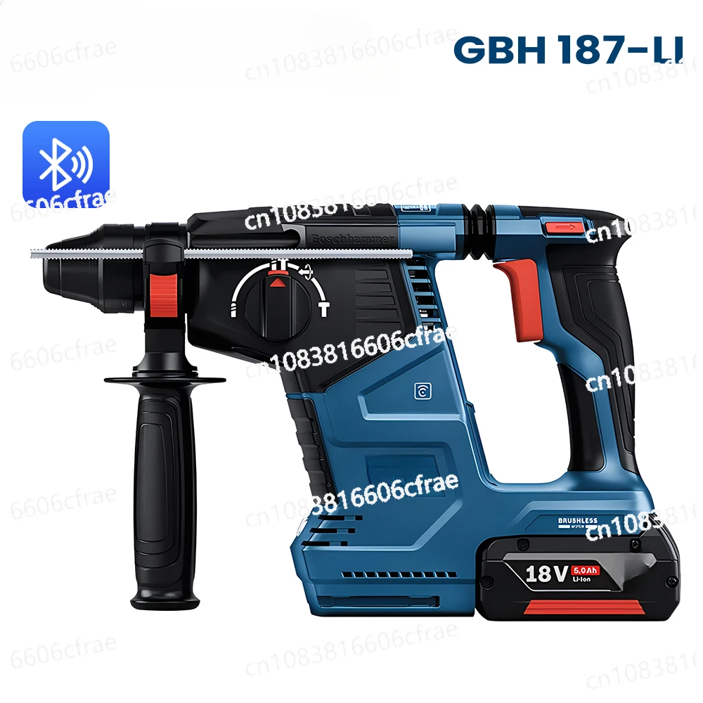 

187 Brushless Electric Hammer Drill 18V Rechargeable Rotary Cordless 4J Driller Power Tools for Concrete Metal Wood