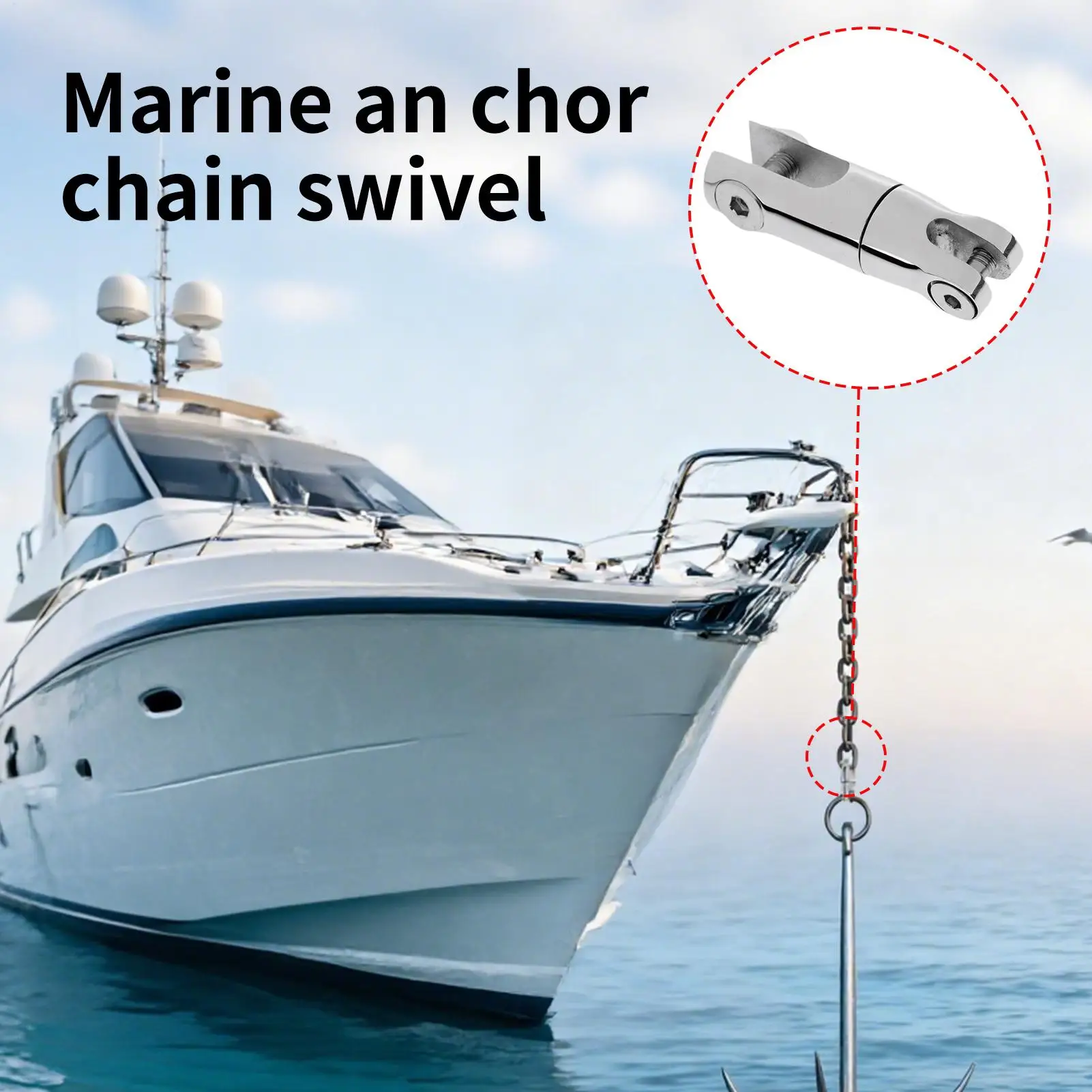 Stainless Steel Boat Fasten Swivel Two Section Kayaks Accessories Stainless Steel Rotating Connector For Kayak Saltwater