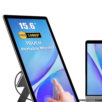 UPERFECT y 휴대용 모니터 터치 스크린, 모바일 디스플레이, 가볍고 얇은 개폐식 스탠드, IPS LCD 패널, 1920x1080, 15.6 인치