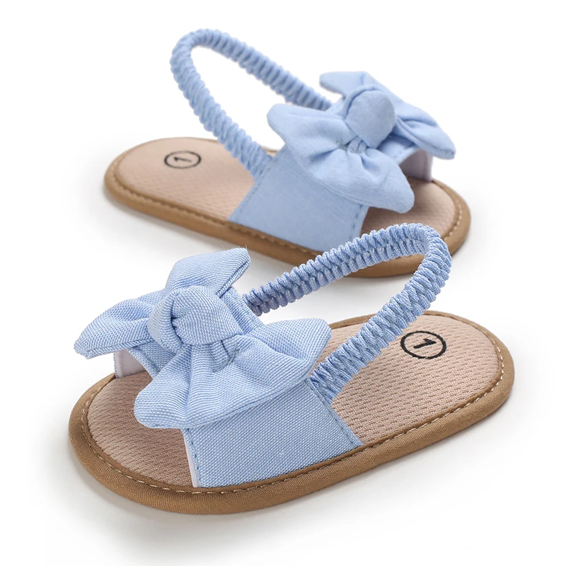 Summer Baby Girls Sandals Fashion Bow Soft Sole Casual Shoes Cotton Comfortable Toddler Shoes Beach Baby Sandals 0-18 Months