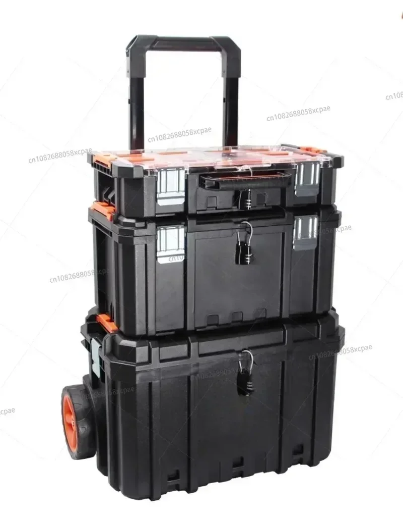 Tool Box Mobile Tool Storage and Organization 3 Piece Resin Modular Toolbox System Durable and Lightweight Construction