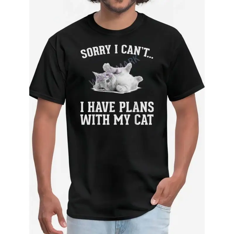 

Funny "I Have Plans with My Cat" T-shirt Men Women Humorous Cat Lover Gift Tee Introvert Pet Owner Top