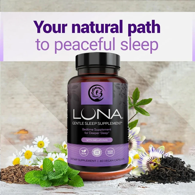 Luna Sleep Aid | Non habitual natural sleep aid, containing valerian root, melatonin, chamomile, lemon balm, etc