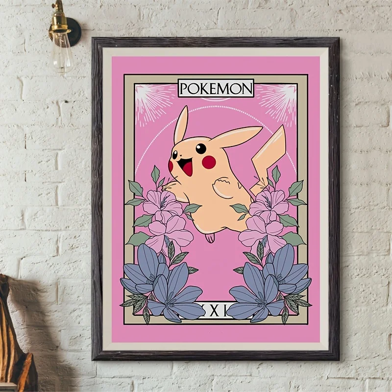 Pokemon Pikachu Poster Kawaii Pink Sakura Japanese Anime Wall Art Canvas Painting Wall Decor Bedroom  Living Room  Home Decor