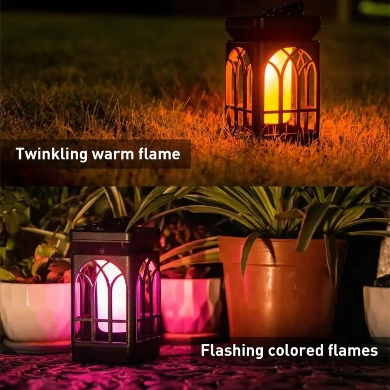 太陽光発電小さな炎ライト屋外防水ハンギング装飾自動オンオフパティオ経路-37jd