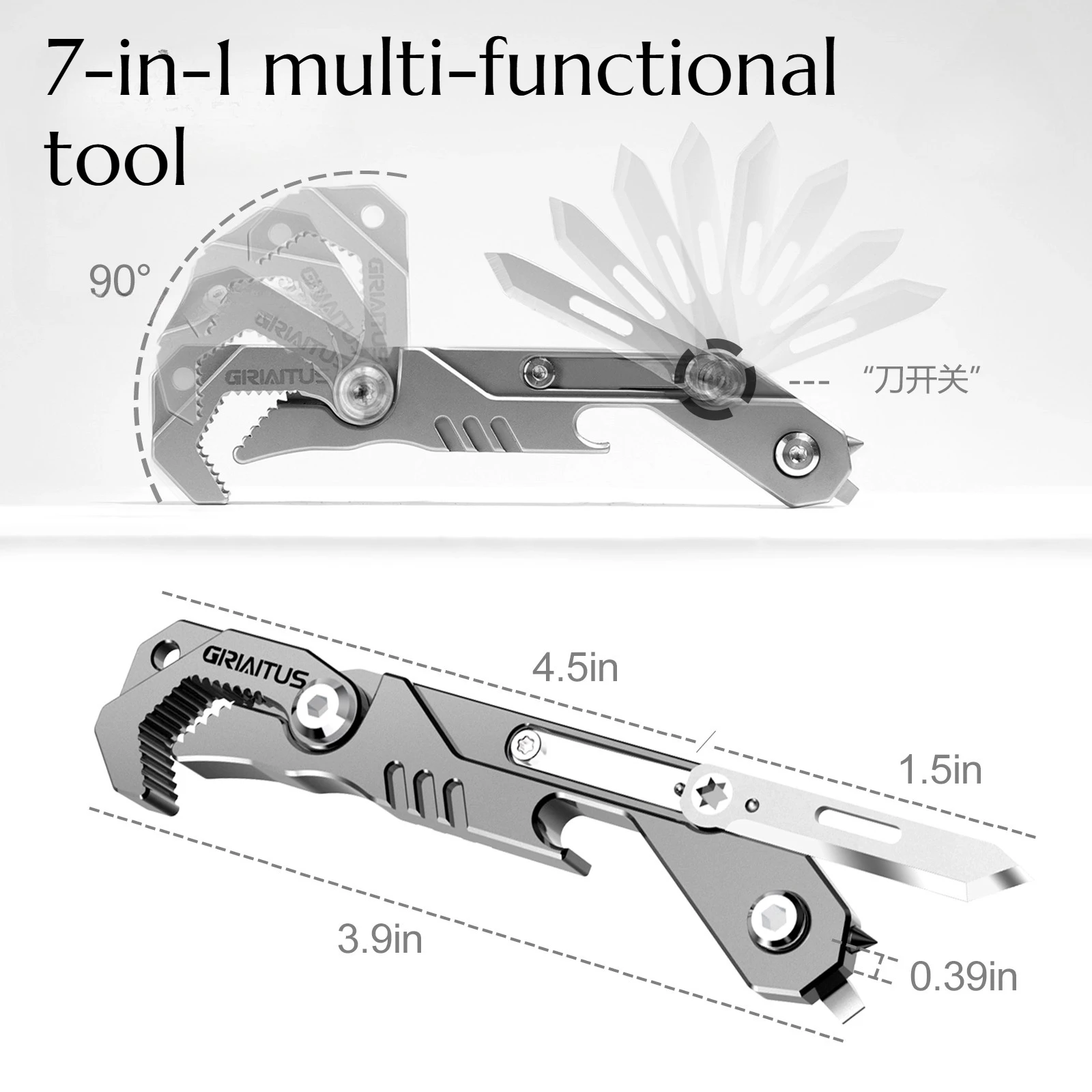 Titanium Alloy 7-in-1 Outdoor Multi-functional Mini Folding Wrench A Portable Camping Survival Emergency EDC Tool