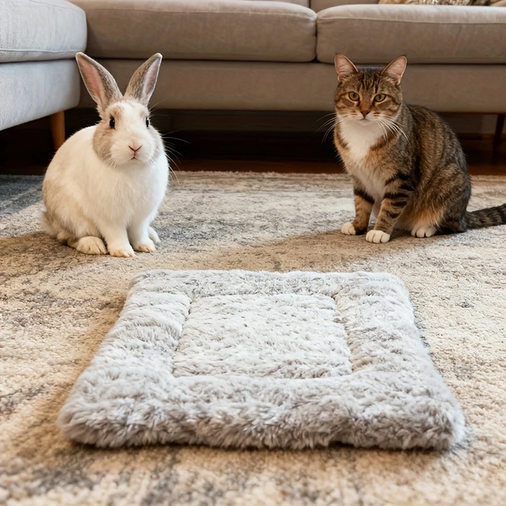 1 PC Warm Winter Reversible Plush Hamster Pad Ultra Soft Guinea Sleeping Mat Pet Bed Mat for Small Animals Kitty Rabbit Squirrel