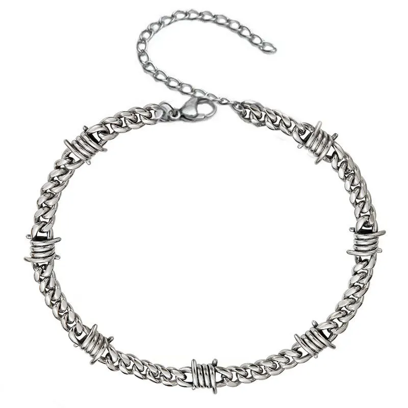 Collier de chaîne d'épine pour hommes, colliers à maillons de chaîne épais, cadeaux de bijoux élégants Hip Hop