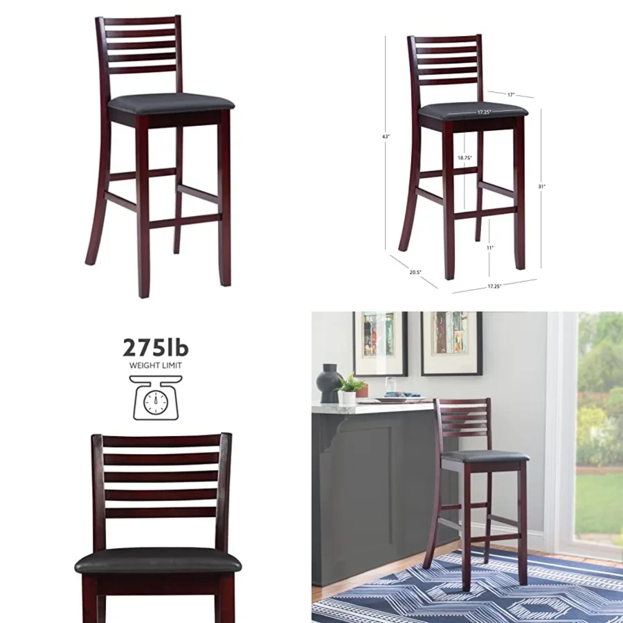 

Triena Collection Ladder Bar Stool 30, brown, 17"w x 20"d x 43"h