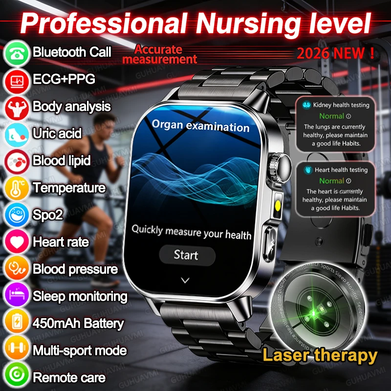 

Новые смарт-часы 2026 года для мужчин: измерение давления, уровня мочевой кислоты, липидов крови, ЭКГ+ППГ, пульса, звонков, спортивные функции, мониторинг здоровья