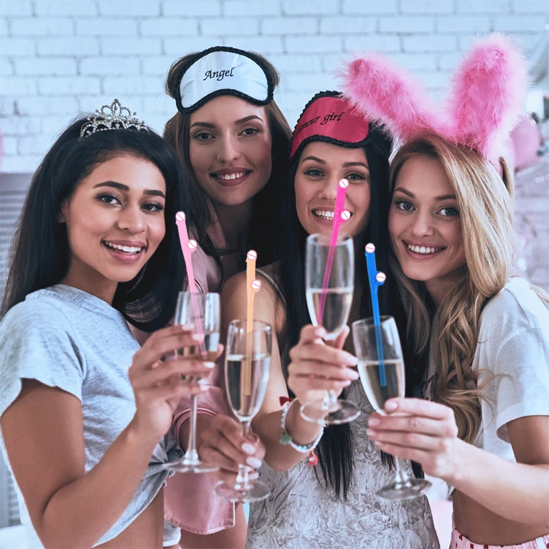 10pcs Culticolor Drinking Penis Straws Bridal Shower Sexy Hen Night Willy Penis Novelty Nude Straw for Bar Bachelorette Party