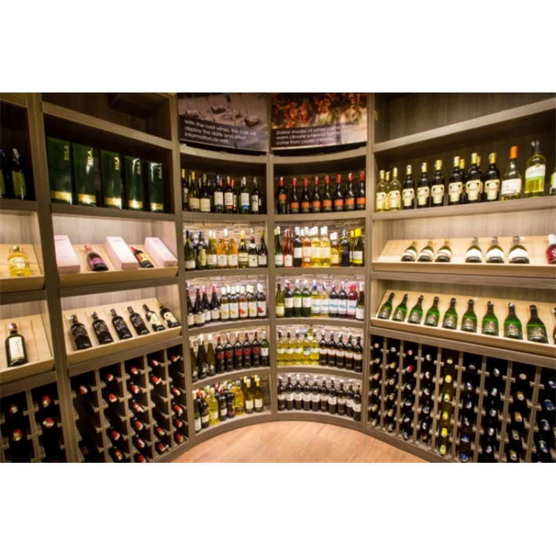 custom.OEM China Supplier High Quality Wood Wine Whiskey Display Cabinet Furniture  Wine Shop Interior Decoration