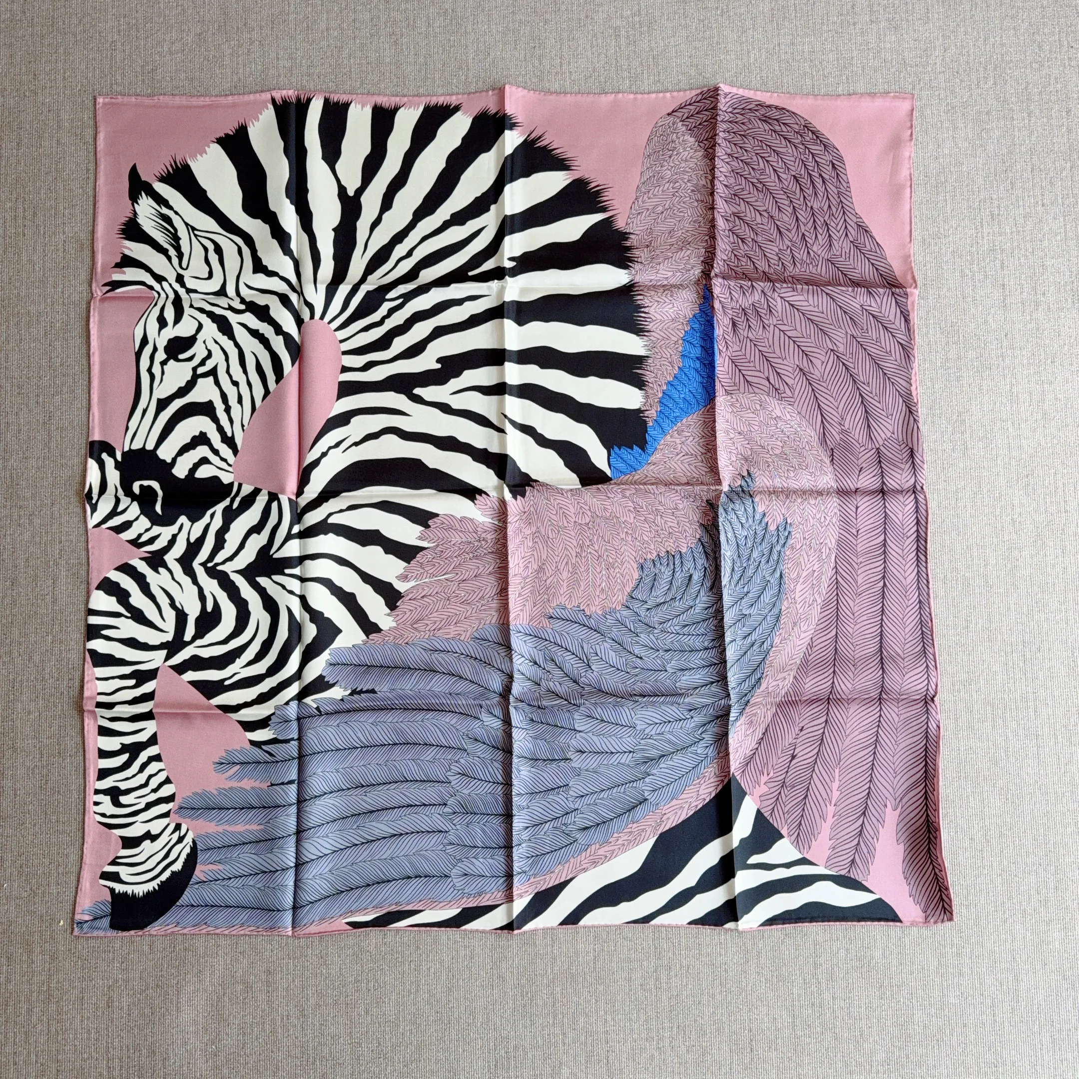 

Luxury Brands Zebra Print Square Silk Scarf 90x90 Hand Rolled For Women 100% Natural Silk Head Scarf Designer Neck Scarf Bandana