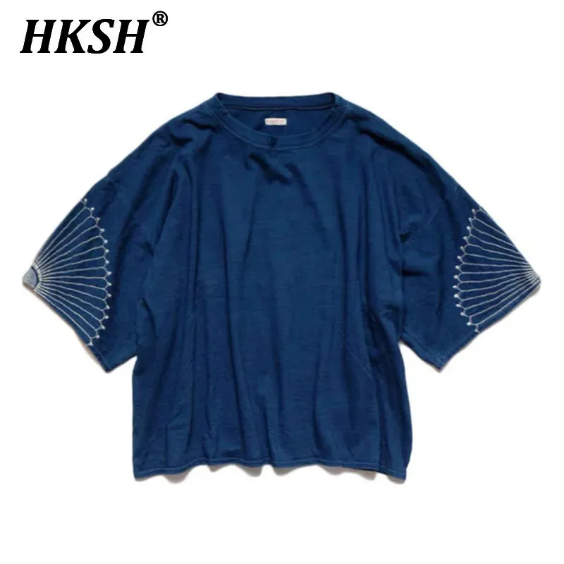 HKSH Spring Summer New Men's Tide Punk Japanese T-shirt Cotton Embroidery Pattern Unisex Half Length Sleeve Tees Chic Top HK2355