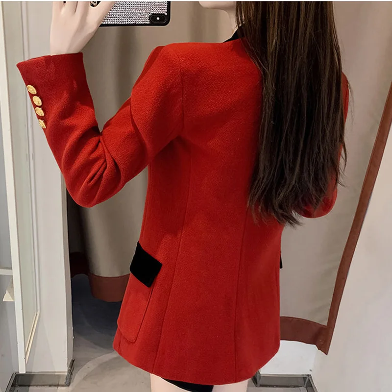 Fashion Lapel Button Spliced Loose Korean Blazer Women\'s Clothing 2023 Autumn New Casual Tops All-match Office Lady Blazers