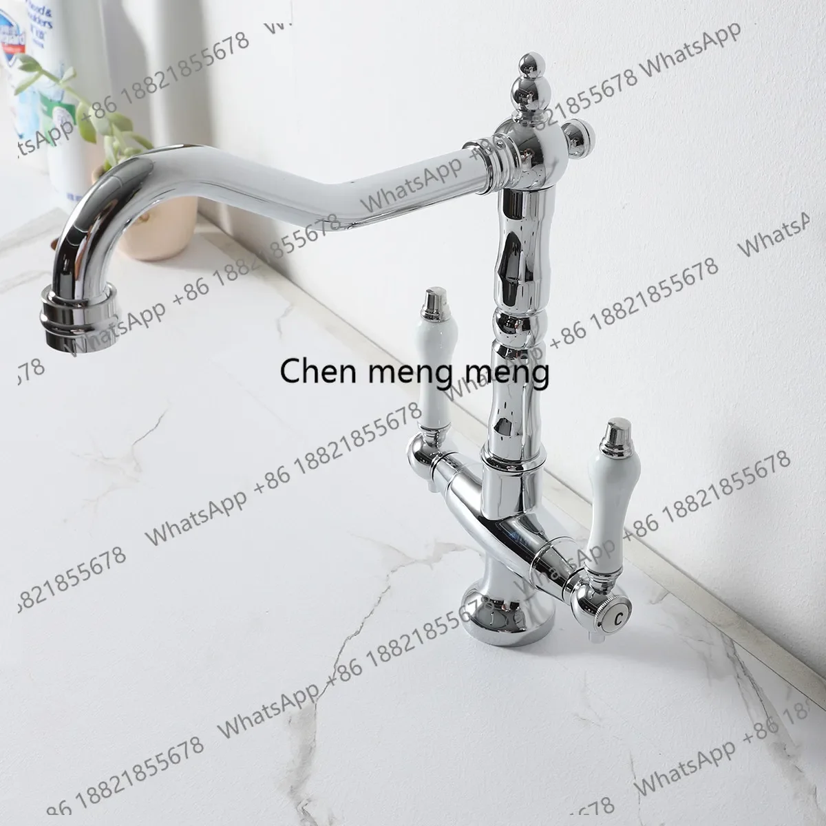 

Discunt Nordic NP mouth ceramic double open handle, double hole British retro washbasin faucet