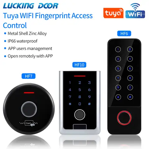 금속 Tuya 스마트 홈 2.4G WIFI RFID 지문 액세스 제어 키패드 Wiegand 리더 26-44 56 지원 관리자 카드 도어 연락처