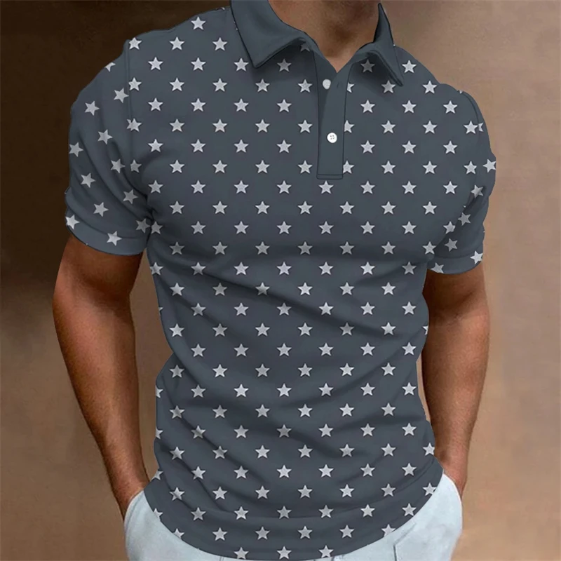 Fashion Mens Polo Shirt Short Sleeve Anchor Patter Mens Designer Clothes Causal Short Sleeve Button Lapel Polo T-shirts Apparel view 4