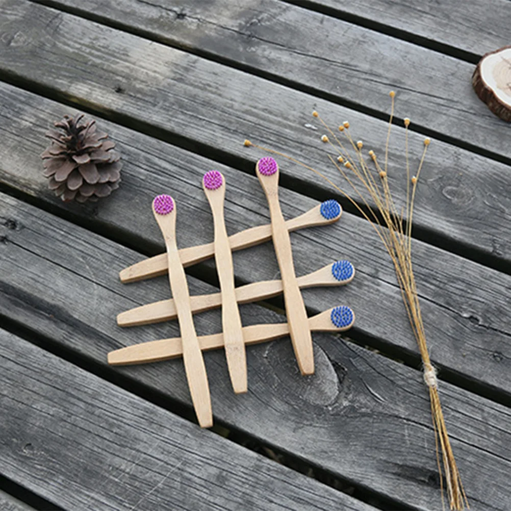 

4Pcs Bamboo Toothbrushes Coated Tongue Brush Deep Cleaning Oral Health Care Tool Ergonomic Handle