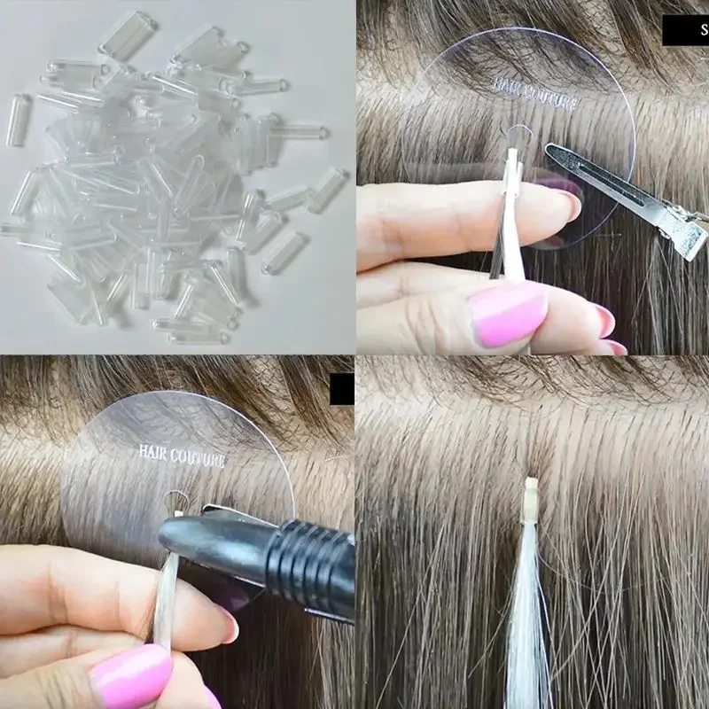 

500pcs Heat Shrink Tubes for Hair Extensions Without adhesive Fusion Hair Accessories tools Transparent Color