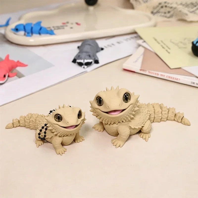 3D Printed Cute Bearded Dragon Figurine Lizard Statue Desktop Ornament Reptile Lover Gift Home Decor Animal Collection Craft