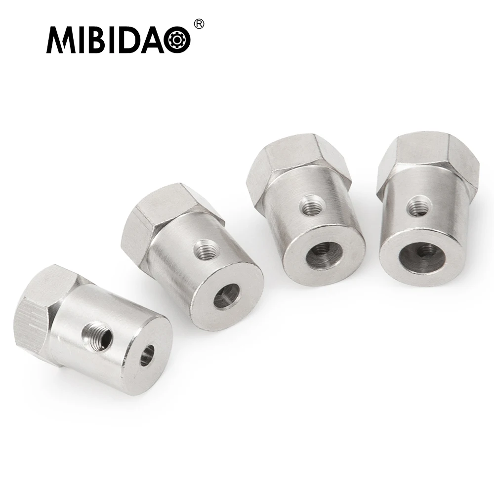 MIBIDAO-Manchon de connecteur de couremplaçant d'arbre de moteur de couplage hexagonal, acier inoxydable, modèle RC, pièce de moteur de bateau de voiture, rigide, 3mm, 4mm, 5mm, 6mm