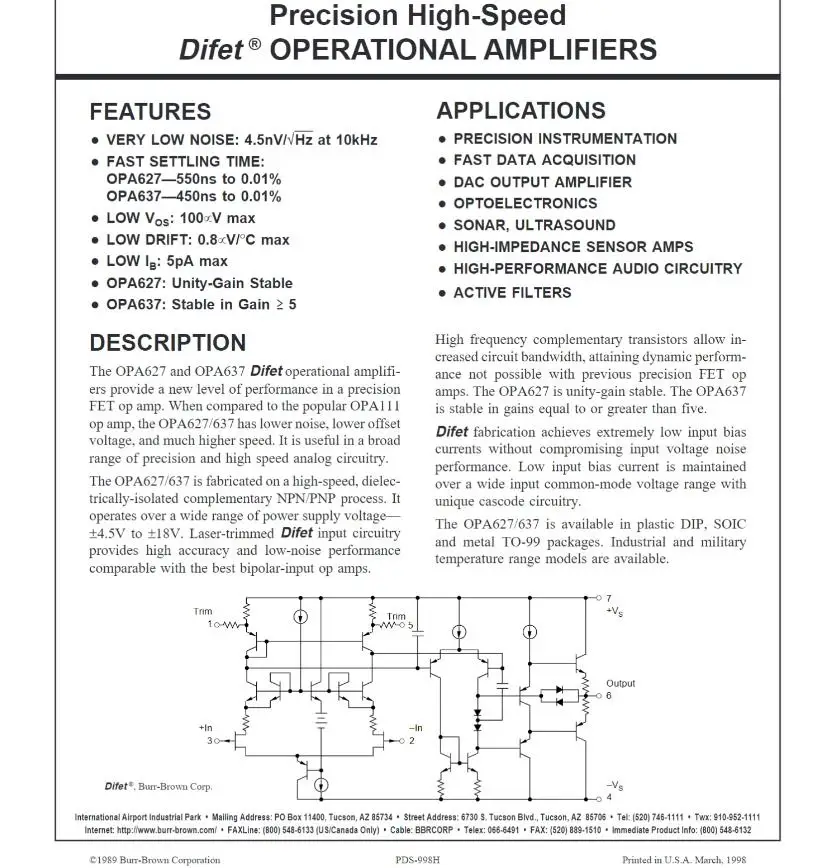 Opa627 Original opa627au (sop8 a dip8) opa627ap Fever amplificador operacional de audio IC chip