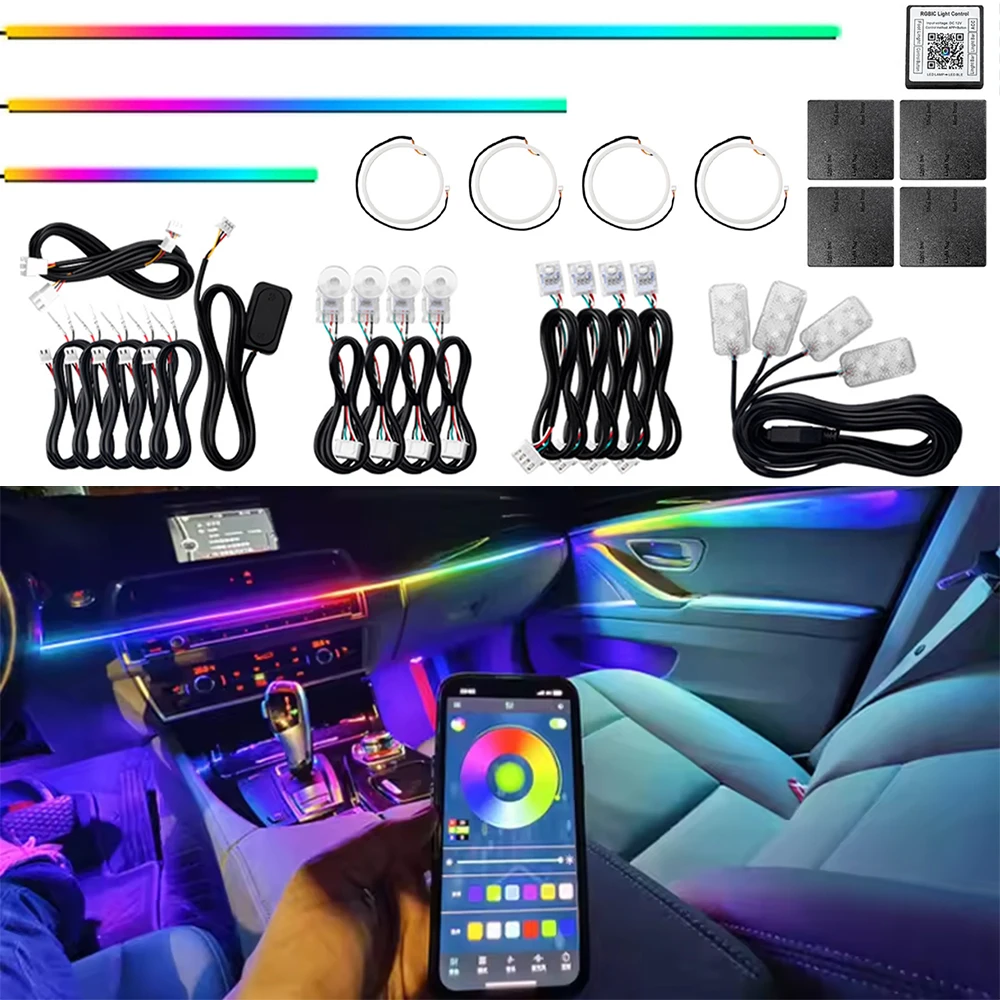 18 in 1 LED Car Ambient Light Strip Accessories RGBIC Symphony Replacement Parts Main Controller Interior Decoration 110/75/35cm