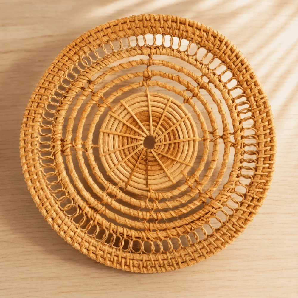 Handwoven Woven Wall Art Rustic Style Boho Style Rattan Hanging Decor Vintage Style Nordic Style Wall Basket Decor