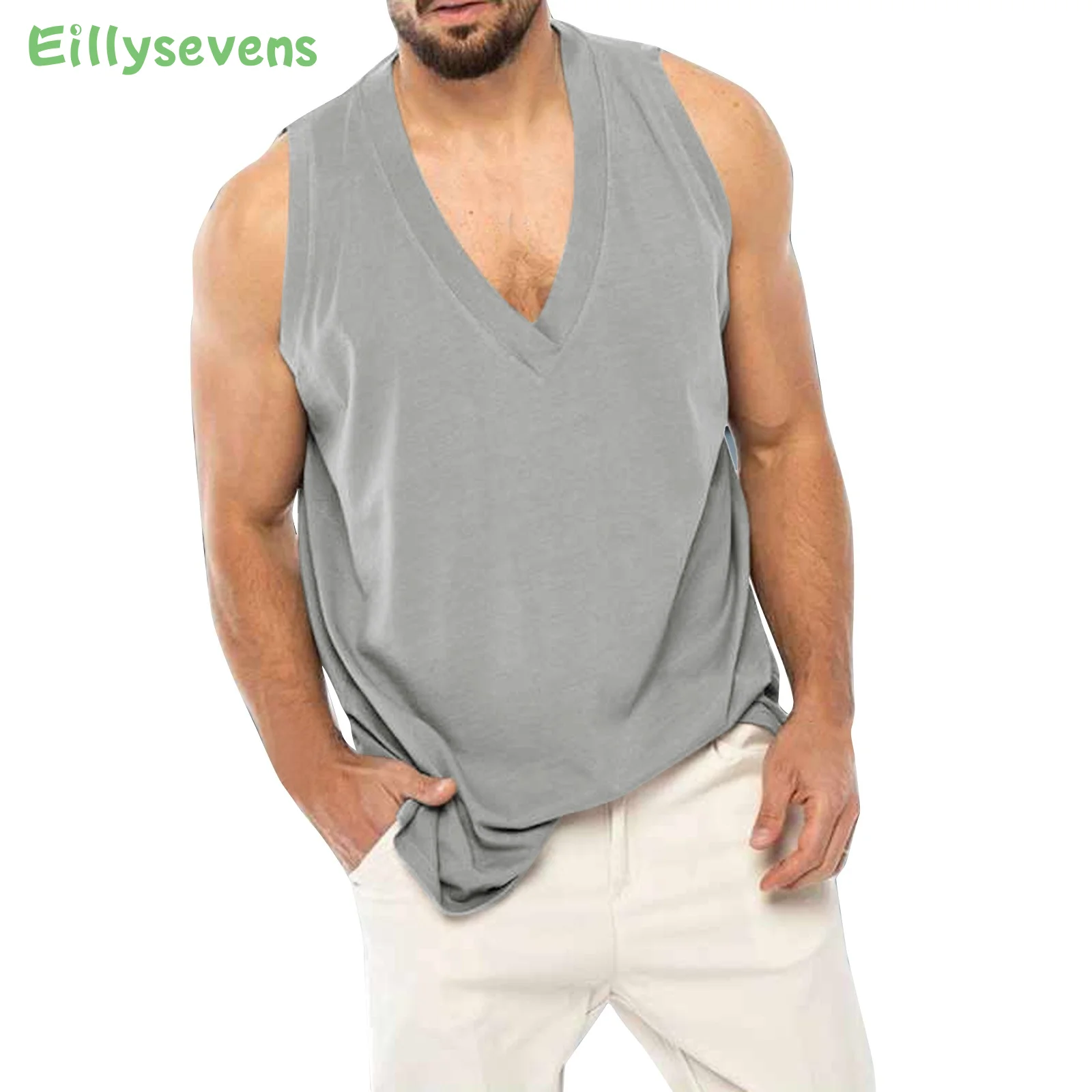 HOT Sale Men's Casual Tank Tops Summer Bodybuilding Sleeveless Vest Square Collar Fashion Male Tees Workout Vest Factory Outlet