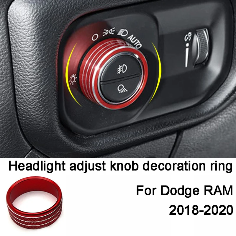 Scheinwerfer Einstellknopf Dekoration Ring Trim Abdeckung Für Dodge RAM 2018-2020 Innen Zubehör Auto Aufkleber