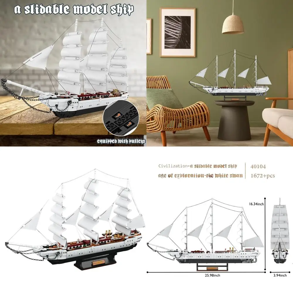 Set da costruzione per nave cigno bianco 40104 per adulti: decorazione nautica e giocattolo di avventura pirata
