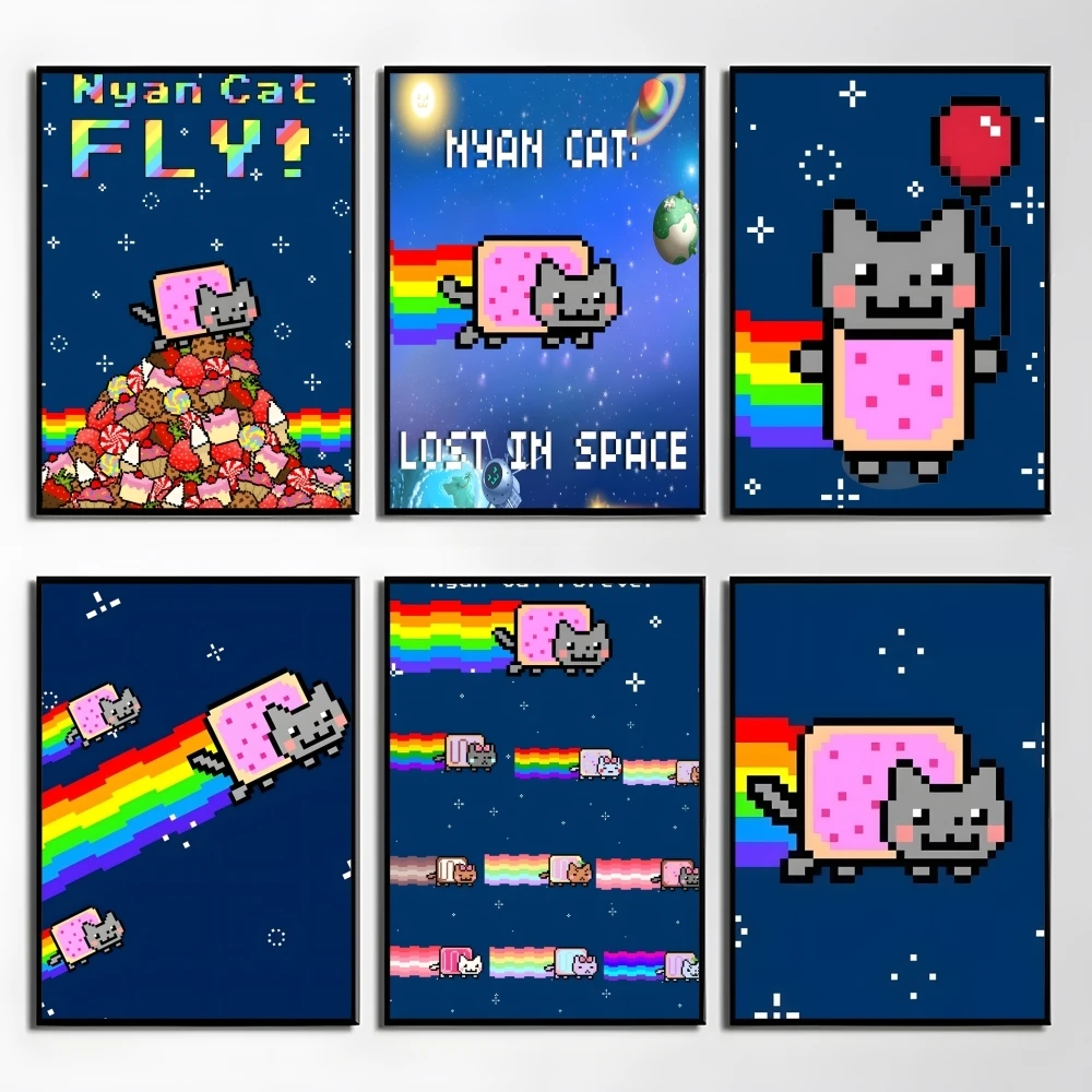 Cartoon Game N-nyan Cat Poster Elegant And Affordable Wall Art Stickers For Dormitory Living Room And Bedroom Spaces