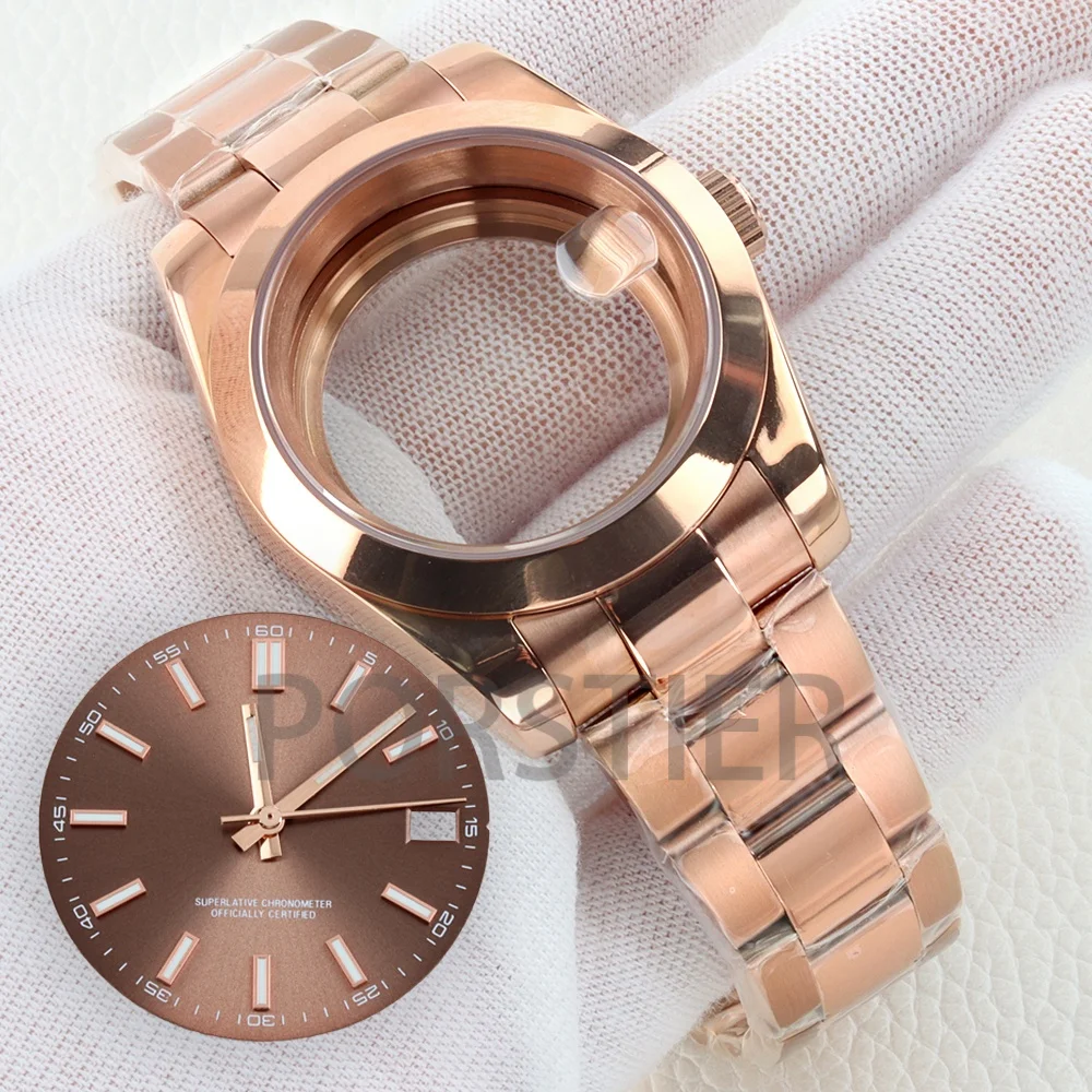 28.5MM Blue Luminous Dial Hands with 39mm 36mm Watch Case Stainless Steel Case Strap For NH35 NH36 Movement DATEJUST Watches
