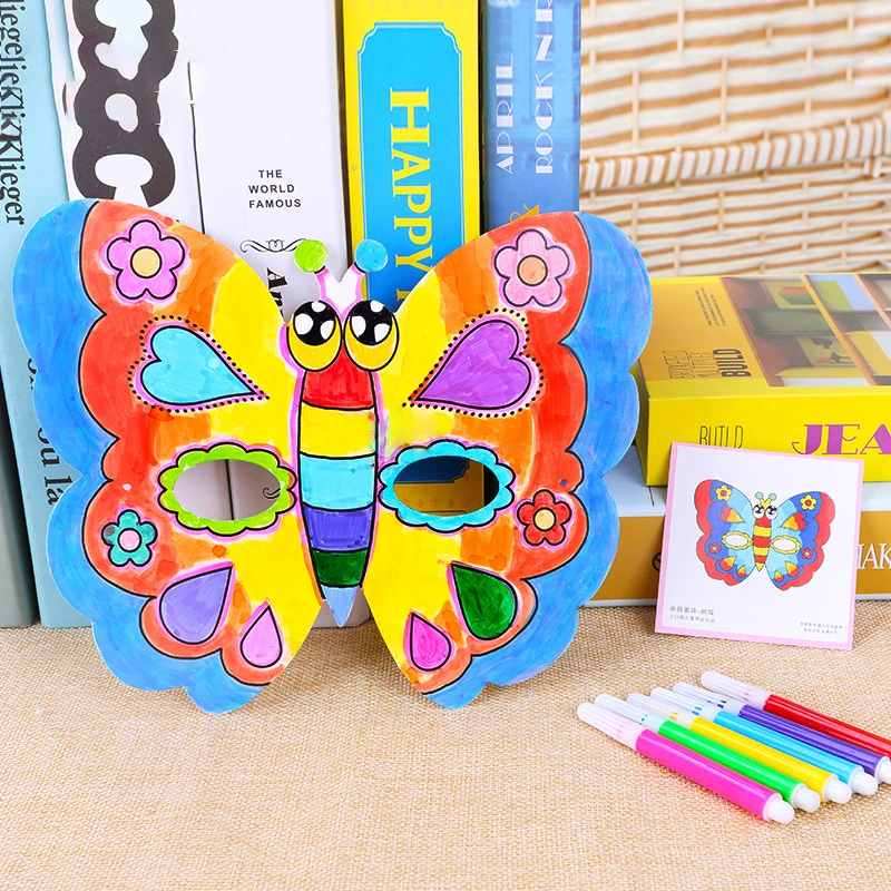 White Blank Mask Children's Hand-painted Cartoon Animal Paper Mask With DIY Handmade Materials