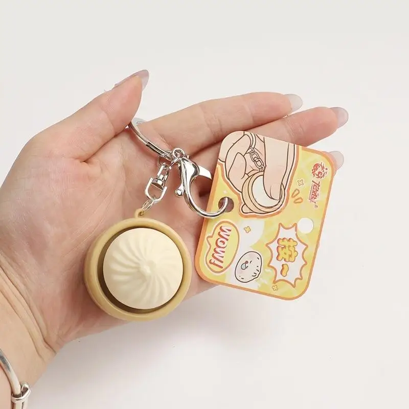 1Pc Steamed Stuffed Bun Pinch Toy Cartoon Fidget Clicker Pendant Stress Relief Decompression Sensory Relax Props