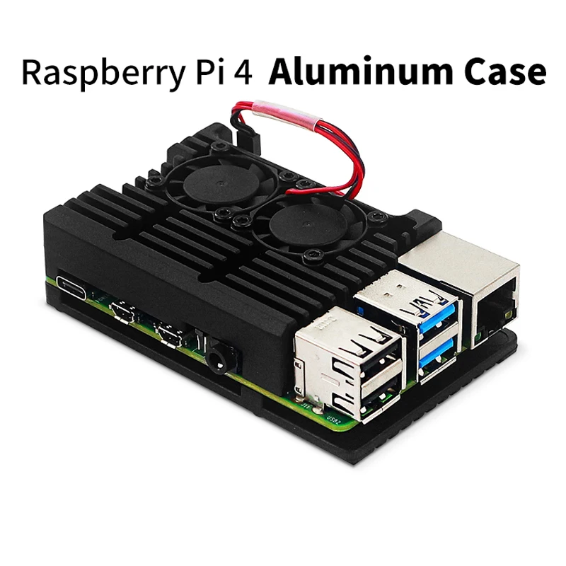 Raspberry Pi 4 koperta ze stopu aluminium z podwójnym wentylatorem chłodzącym obudowa radiatora dla Raspberry Pi 4 Model B