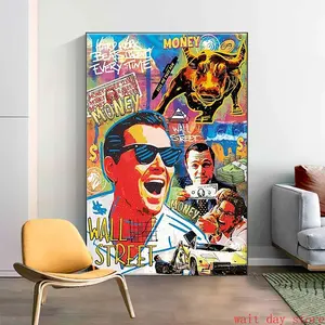 Graffiti The Wall Wolf Street Film Poster Leonardo DiCaprio Ladung Bullen Motivationsgeld Leinwand Malerei Wanddekoration Haus 10 Hauptumsatz Leonardo DiCaprio Puppe - №10