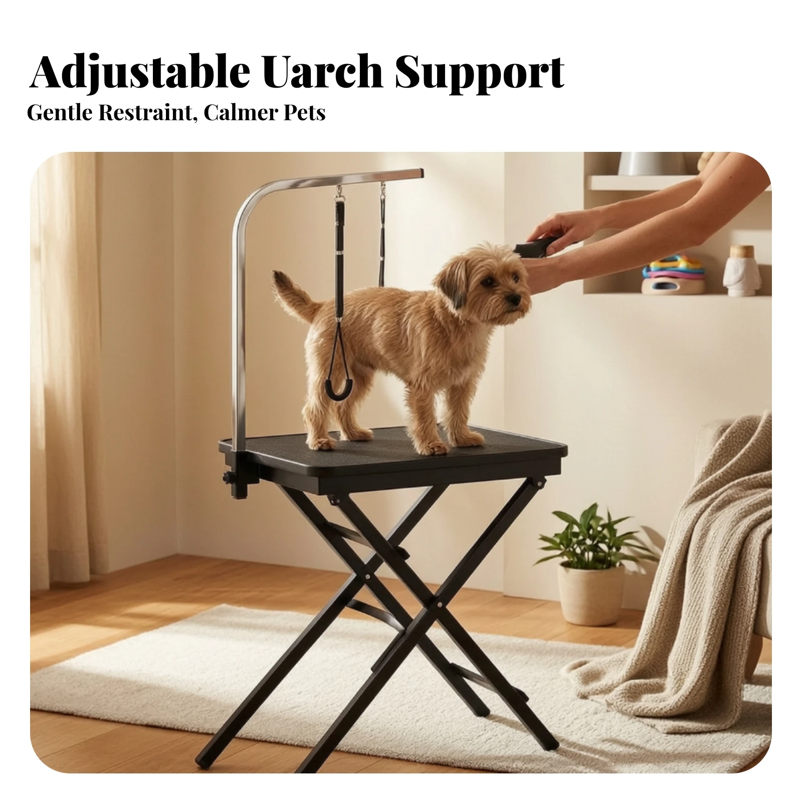 Grooming Table with Arm Adjustable Dog Grooming Table Heavy-Duty Space-Saving for Home, Salon