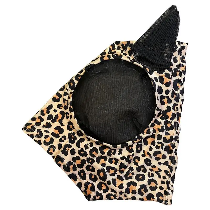 Fly Cover For Horses Anti-Bite Horse Head Cover Leopard Print Pattern Breathable Horse Care Product Anti-Bite Horse Head Cover