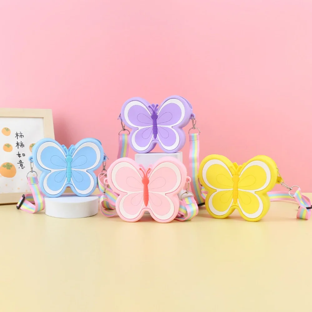 

Coin Purse Cute Butterfly Silicone Shoulder Bag 'S Crossbody Purse Adjustable Cartoon Crossbody Bag For Gift
