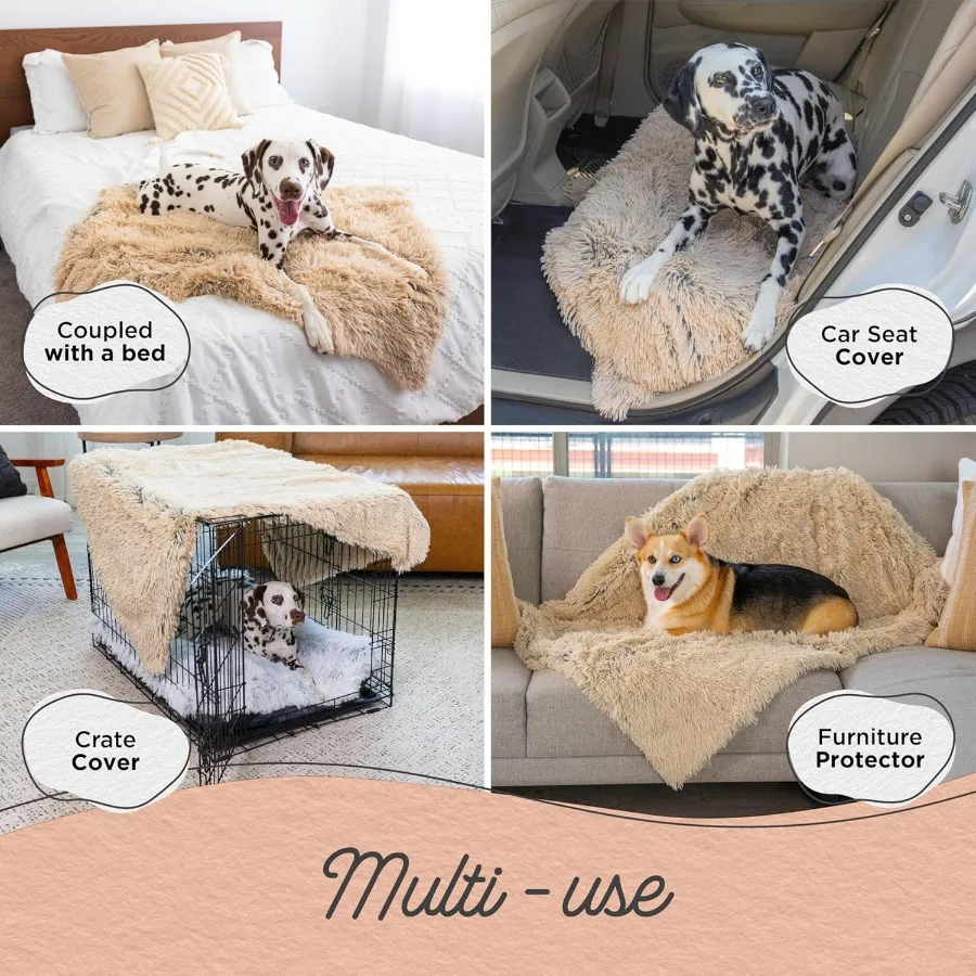 Calming Shag Dog Blanket Ultra Soft Faux Fur Pet Throw AnxietyRelief Lightweight Warm Bed Cover for Dogs and Cats Machine Washa