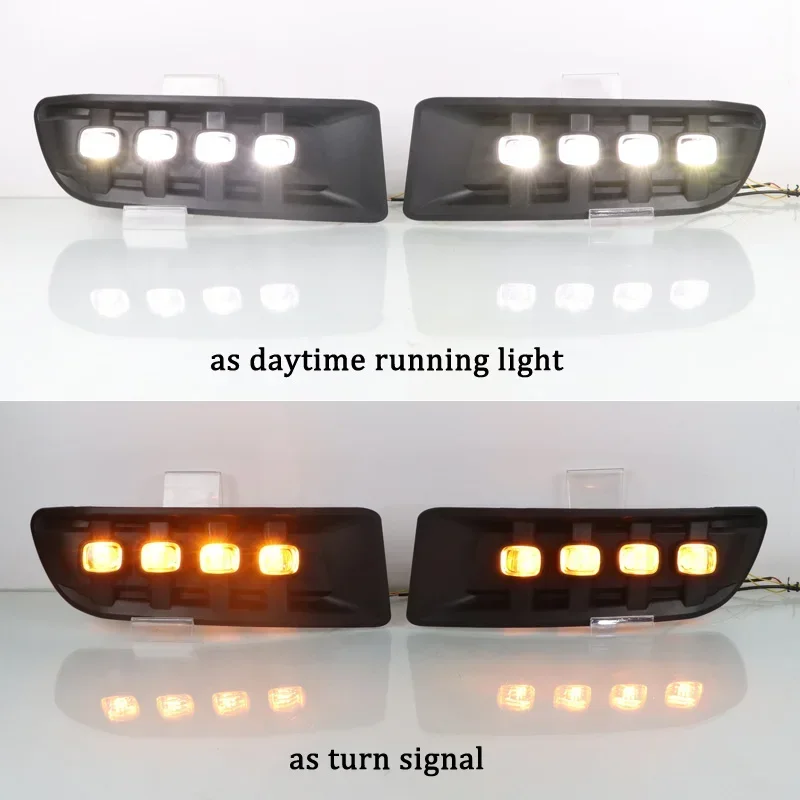 

Car LED 12V Daylights For Toyota Prado 2003 - 2007 2008 2009 Yellow Turn Signal Daytime Running Headlamps Auto Driving Foglamps